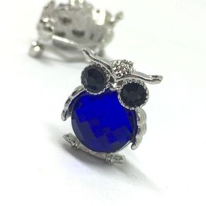 Blue Owl Earrings made with Swarovski Elements